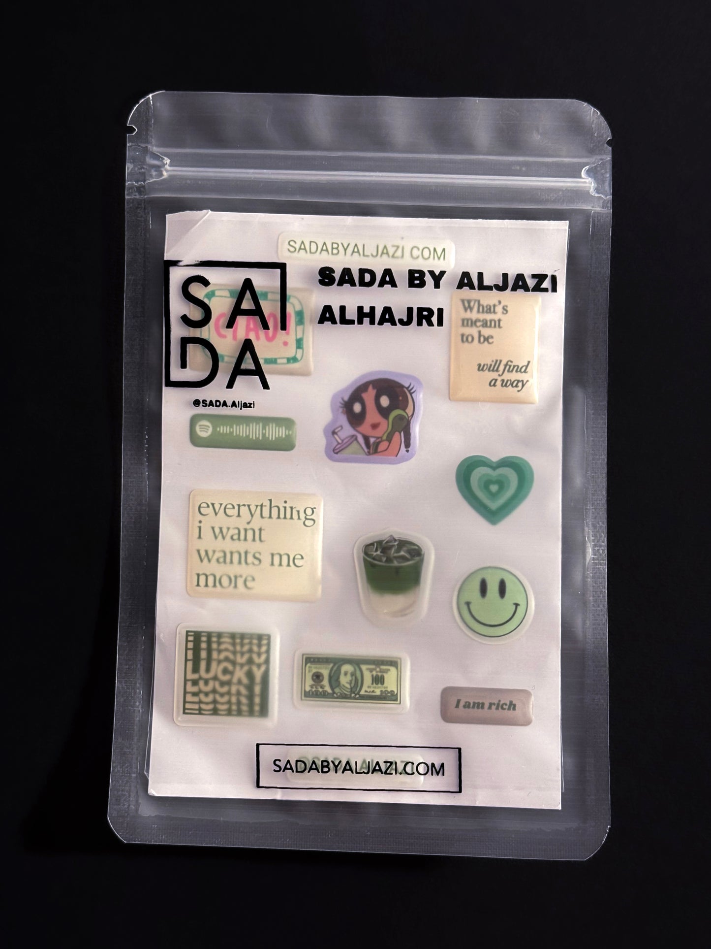 Green theme - puff sticker pack