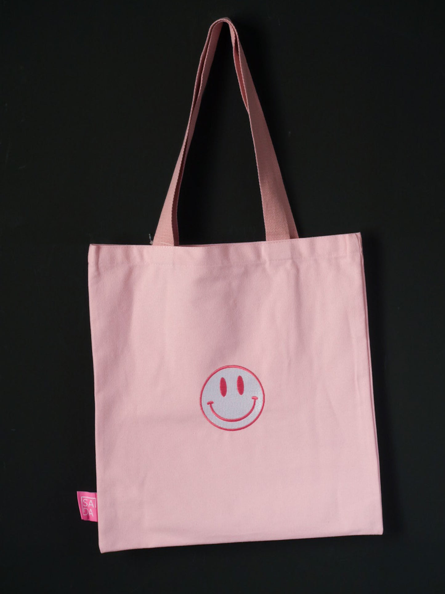 Pink smiley face pink tote