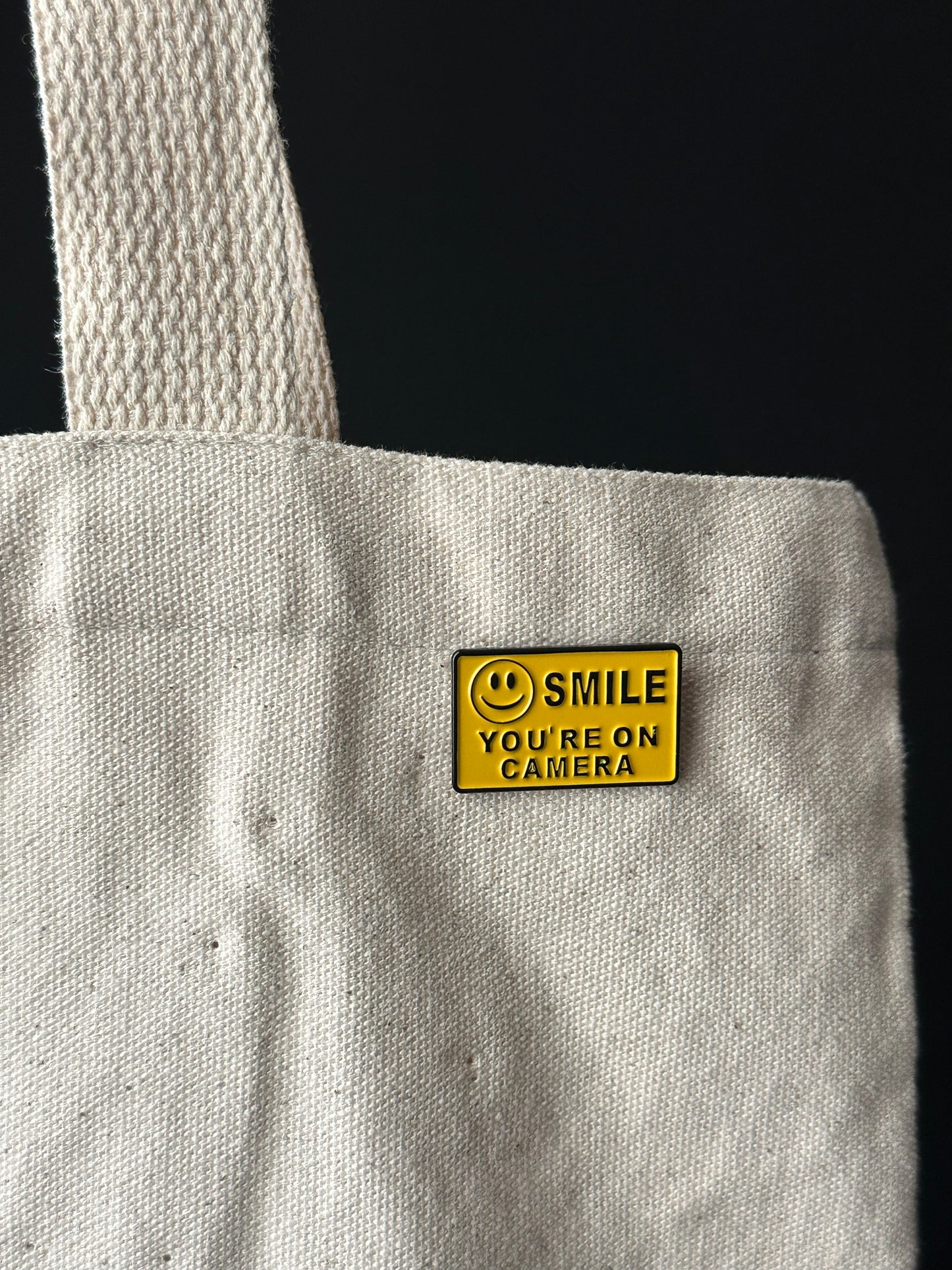 Smile you're on camera pin