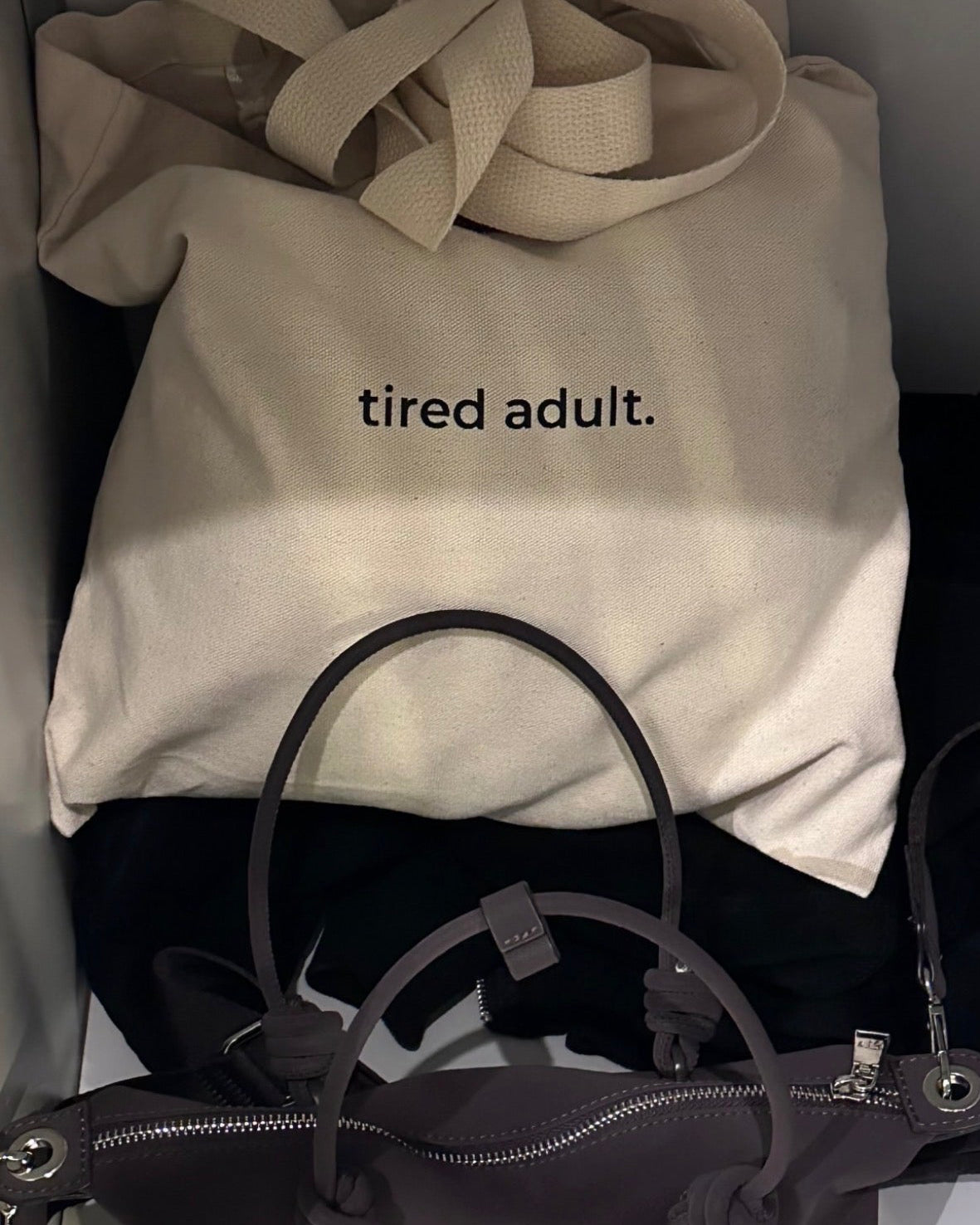 tired adult tote