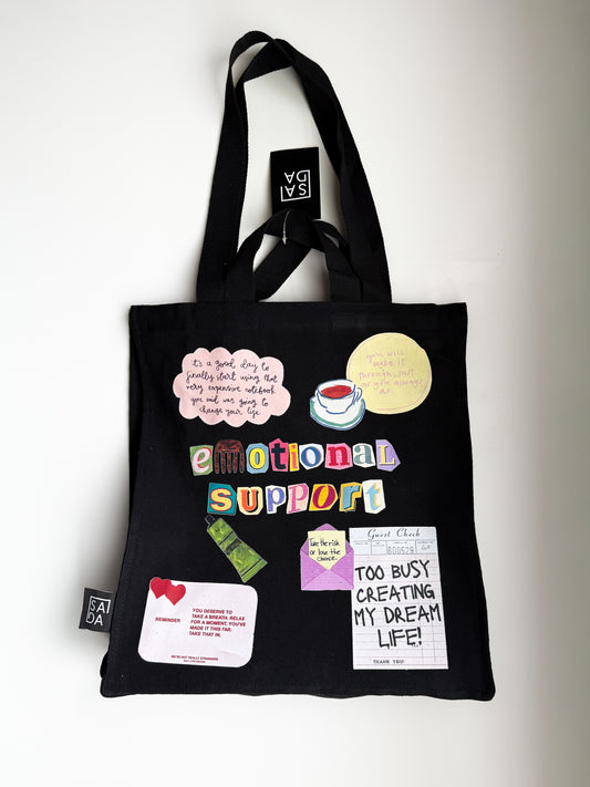 Emotional support large tote with zipper