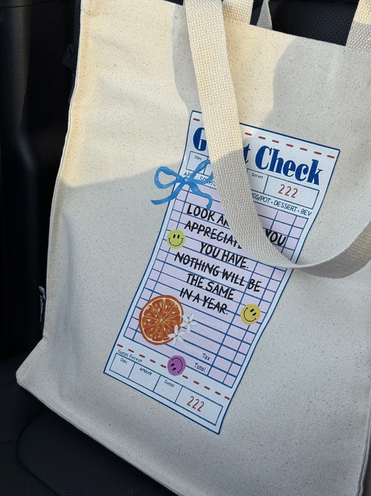 Summer check large tote zipper