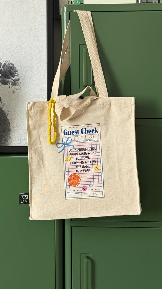 Summer check large tote zipper