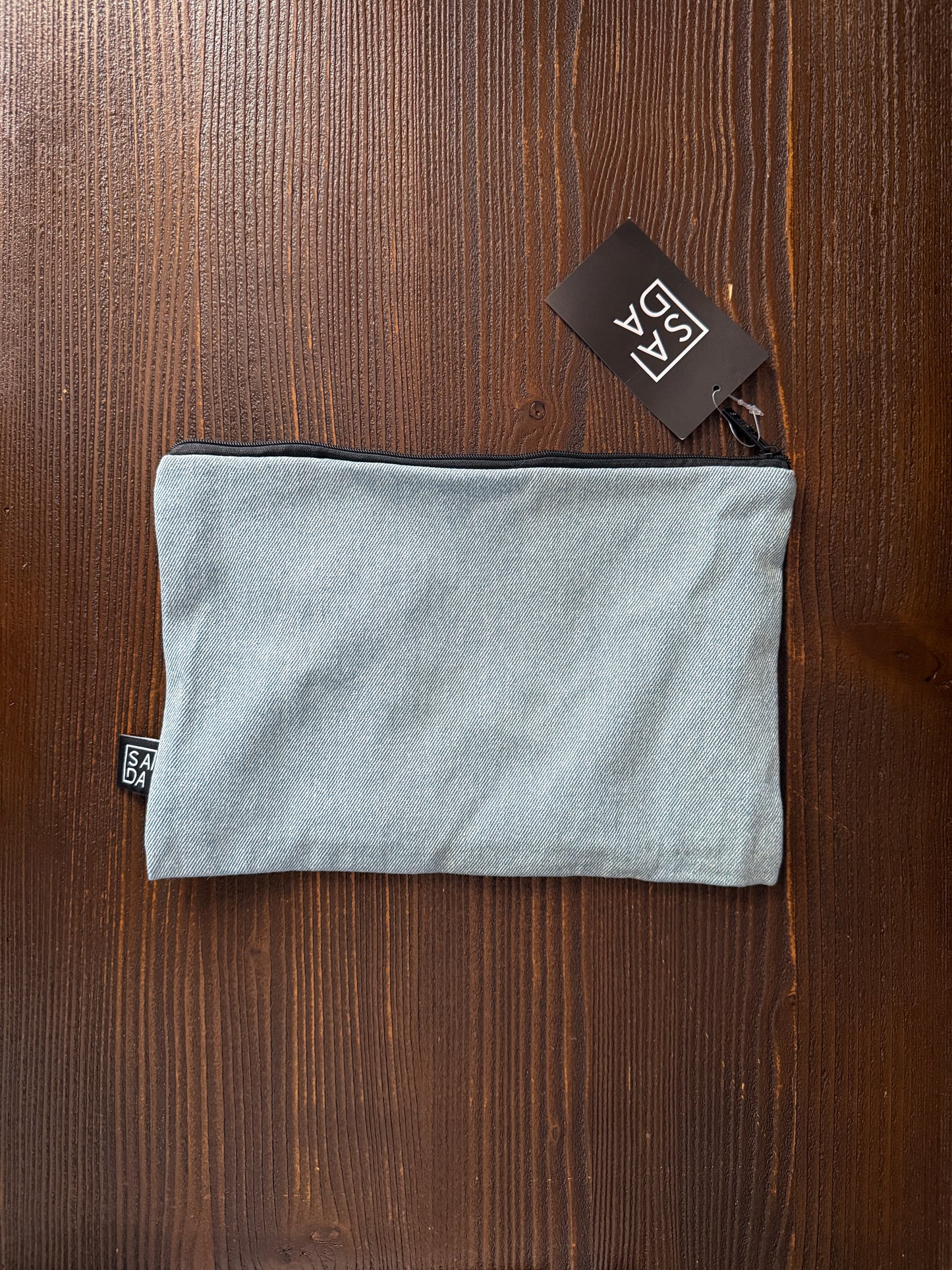 Large denim pouch
