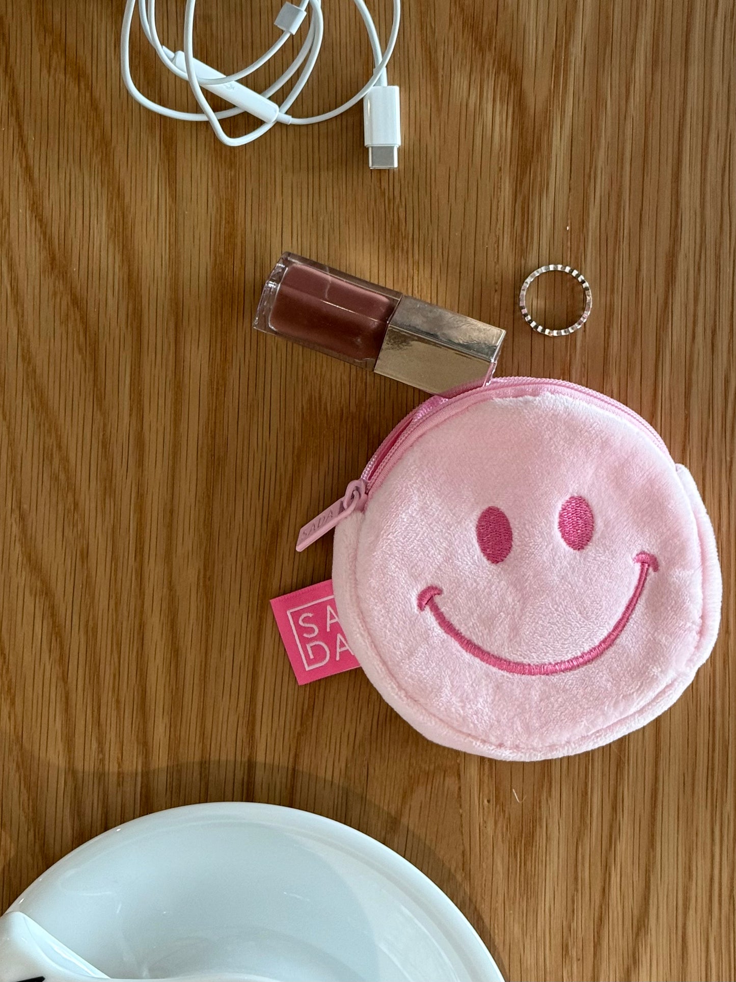 Pink smiley face little pouch